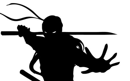 Clip art image of a ninja.